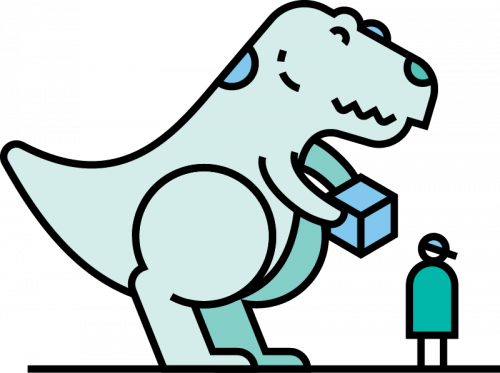 career illustration cute dinosaur helping to focus free png